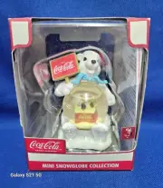New Coca Cola Mini Snowglobe C.--Bear holding Globe & Sign (2003/04) In Box