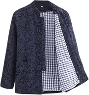 [ZKQP] Winter Warm Thicken Tang Suit Men Cotton Padded Kung Fu Uniform Jacket Long Sleeved Coat Tops for Seniors