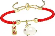 [SOESFOUFU] 2023 Year Rabbit Bracelet Braided Rope Chinese New Year Fashionable Women's Charm Bracelet