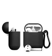 2PCS Luxury Portable PU Leather Wireless bluetooth Earphone Storage Cover with Anti-lost rope & Keychain for Apple Airpods 1/2 BLACK COLOR