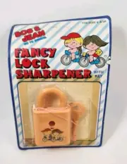Vtg 80s Pencil Sharpener Fancy Lock & Key New Sealed "Bob & Jean" Go To School