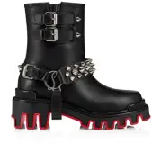 Christian Louboutin DUNE BIKE Spike Harness Leather Flat Boots Shoes $1995