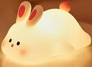 Rabbit Night Light for Kids, Cute Silicone lamp, Dimmable Rechargeable Bunny Nursery Night lamp, Bedside Lamp for Breastfeeding (Rabbit)
