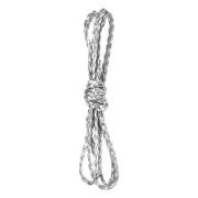 Flat Braided Leather Cord 5mm 1m Silver Craft Strip for Jewelry 3.3ft