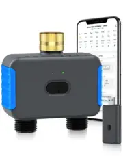WiFi Sprinkler Timer, 2 Zone Smart Bluetooth Hose Timer, Programmable Automat...