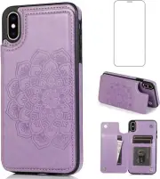 Phone Case for iPhone Xs X 10 10s with Screen Protector and Wallet Cover Flip