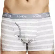 Mens Bonds Striped Guyfront Trunks Underwear White/Grey White / Grey Striped