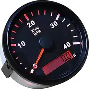 GPVPGHGRJ Waterproof Tachometer with LCD Hourmeter 4KRPM Tacho Gauge 85MM Tachometer Red Backlight for Marine Boat Yacht Speed 0-4000 RPM Speedometer(BB)