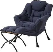 Tiita Lazy Chair with Ottoman, Modern Large Accent Lounge Chair, Leisure Sofa Armchair with Ottoman, Reading Sofa with Footrest for Bedroom, Living Room, Dorm Rooms, Garden and Courtyard (Navy)