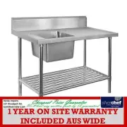 FED COMMERCIAL SINGLE PREMIUM LEFT SINK BENCH WITH POT UNDERSHELF SSB6-1200L/A
