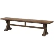 Maklaine 18.5" Solid Wood Bench with Trestle Base in Salvaged Brown
