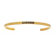 Intuitions Stainless Steel GODDESS Diamond Accent Cuff Bangle Bracelet, 7"