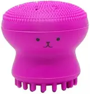 Perfk 5xOctopus Cute Silicone Face Brush for Massage Remove Scrub Deep Cleansing Rose Red