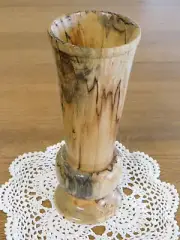 Stunning Hand Turned Poplar Decorative Wood Vase Table Art Decor Rustic 9" H