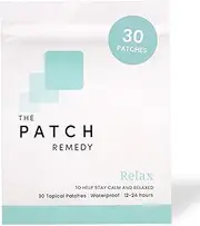 The Patch Remedy Relax Patches - 30 Topical Stress Relief Patches with Ashwagandha, L-theanine, Lemon Balm, Valerian, Passionflower, Vitamin B6, Rhodiola Rosea | Calming, Relieving, Relaxing