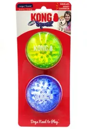 Kong Squeezz Geodz Balls Large 2pk Squeaky Floating Dog Fetch Toy 3" Colors Vary