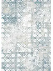 Ali Grey Blue Geometric Diamond Lines Rug