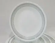 Corelle MYSTIC GRAY 6 3/4 BREAD PLATE Appetizer BORDER of SOFT GREY BANDS & DOTS