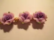 50 Fimo Clay 3 Tone Purple Flower 12 mm Beads 7A3