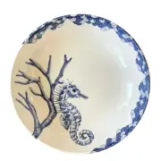ROYAL STAFFORD Ocean Blue Seahorse Sealife Ivory Glazed Ceramic 4Pcs Pasta Bowls