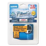 Brother P-Touch TZ Standard Adhesive Laminated Labeling Tape, 1"w, Black on Fluo