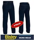 BISLEY WORKWEAR -4 PACK- ROUGH RIDER CLASSIC EVERYDAY DENIM WORK JEAN - BP6050
