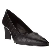 Logo by Lori Goldstein Mens Block Heel Pumps 10M Black Croco A280989