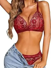 [RSLOVE] Lingerie for Women Sexy Floral Lace Bra and Panty Sets Two Piece Babydoll