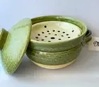BANKO Ware Rice Clay Pot & Nagatanien Steam Plate RYOKUSAI Green Japanese DONABE