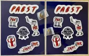 Pabst Blue Ribbon PBR Beer Promo Decal Sticker Sheets & Bottle Lapel Pins Button