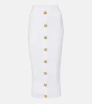 [Balmain] Balmain Cable-knit midi skirt UK 16 white