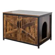 Cat Litter Box Enclosure Top Open Pet House Furniture Storage Bench Table Hidden Cabinet Particleboard Metal