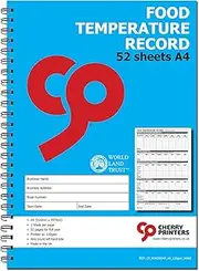 Cherry Food Temperature Record Book A4 52pages 120gsm Spiralbound