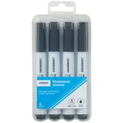 J.Burrows Whiteboard Markers Bullet Black 4 Pack
