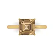 2.5Ct Asscher Cut VVS1 Champagne Gemstone Solid Gold Solitaire Engagement Ring