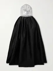[Sabina Bilenko] Sabina Bilenko - Crystal-embellished Sequined Mikado Gown - Black - UK 14 UK 14 Black