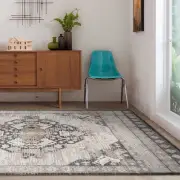 Large Floor Rug Beige Grey Soft Distressed Lounges Carpet Mat 190x280cm