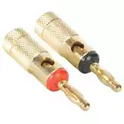 Speaker Wire Banana Plug Pair Black / Red Compression Type with floating slug