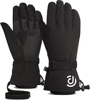 Ski Gloves Touchscreen, Waterproof Winter Gloves with Wrist Strap, Thermal Gloves for Men and Women, Warm Gloves, Snow Gear for Outdoor Activity Running Cycling Foccar