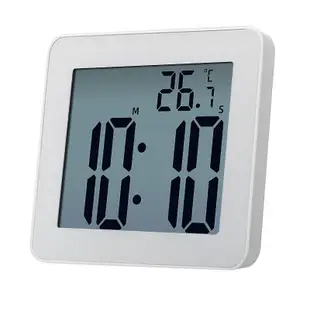 簡約浴室防水吸盤時鐘貼牆鬧鐘廚房鍾計時電子鐘溫度計化妝室鐘錶