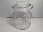 L E Smith Glass Milk Can Shaped Clear Apothecary Jar or Storage Canister