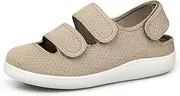 [Hsyooes] Slippers Women's Velcro Sandals Men's Adjustable Extra Wide Closed Walking Shoes Seniors Breathable Casual Shoes Non-Slip