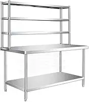 Snaweo Commercial Stainless Steel Table, Heavy Duty Kitchen Work Stainless Steel Work Table, Stainless Steel Food Prep Table with Adjustable Height, for Home, Restaurant(100x70x80cm)