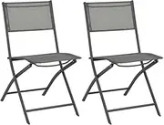 Garden Chair Folding Outdoor Chairs 2 pcs Steel and Textilene Patio Seating