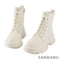 在飛比找momo購物網優惠-【SANDARU 山打努】短靴 綁帶側拉鍊厚底馬丁靴(米)