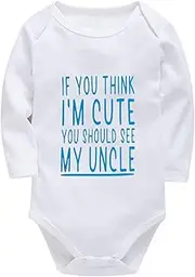 [WOOYONGING] If You Think I'm Cute You Should See My Uncle Newborn Outfits for Girls Coming Home Long Sleeve Baby Girl Newborn