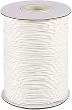200 Yards White Korean Waxed Polyester Cord Threads Braided Beading Cords Necklace Bracelet Wire String 1mm with Spool for Sewing Jewelry Making Macrame Supplies