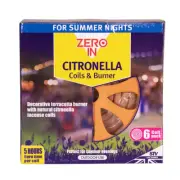 Zero in Citronella Terracotta Burner & Coil - 6-Pack, Repels Mosquitoes, Natu...