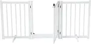 Pet Scene 3 Panels Pet Fence with Walk Over Door,Freestanding Wooden Pet Dog Gate Retractable Barrier for Puppy Safety Guard,Indoor Cat Barrier Protection Net Stair Partition,178CM Width