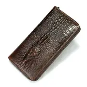 Ekphero Crocodile Print Men's Genuine Leather Wallet RFID Blocking Long Card Holder Purse Multi Card Slots Card Case Vin
